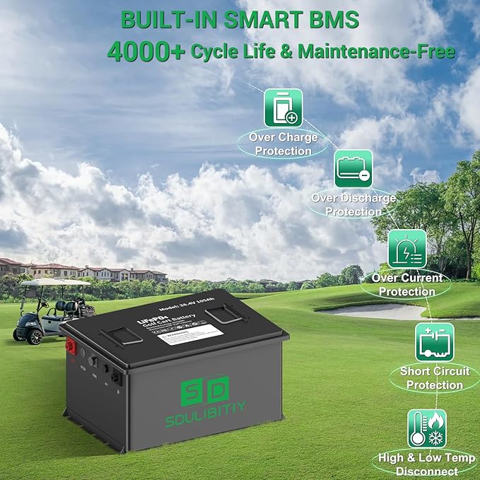 36V 105Ah LiFePO4 Golf Cart Battery, Built-in Smart 200A BMS, - Image 7
