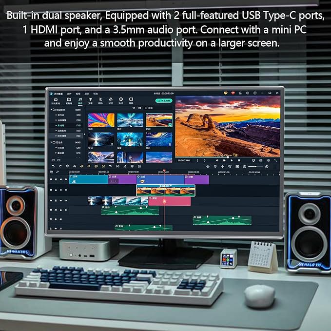 24'' Large Portable Monitor, FHD 120HZ 120% SRGB IPS USB-C HDMI Work Home - Image 9