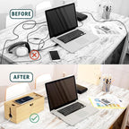 Bamboo Cable Management Box, Medium Cord Organizer Box Cable Box to Hide Wires - Image 4