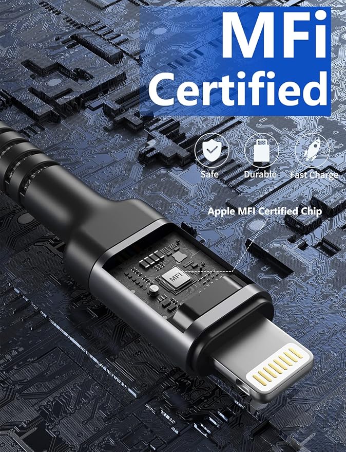 Short iPhone Charger Cable 1FT 2Pack Apple MFi Certified USB Lightning Cable - Image 3