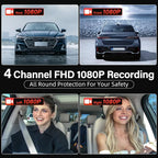 4 Channel Mirror Dash Cam, 360 Dash Camera FHD 1080P Front and Rear 12'' Full - Image 3