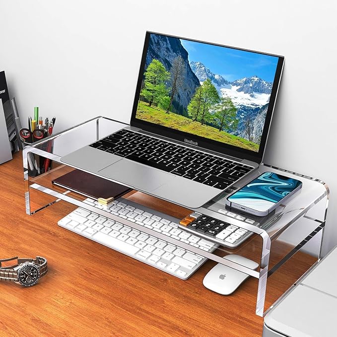 Egchi Acrylic Monitor Stand, 2 Tiers Computer Monitor Riser, Monitor - Image 9