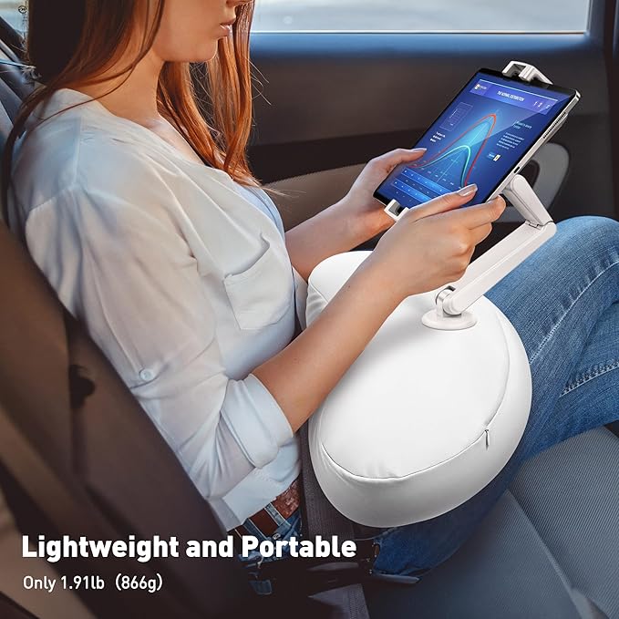 AboveTEK Tablet Pillow Stand for Bed, Hands-Free 360° Adjustable iPad Pillow - Image 8