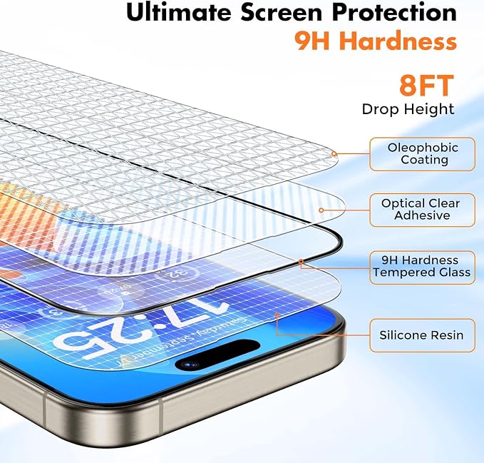 UNBREAKcable 3-Pack Glass for iPhone 15 Pro Screen Protector, Double - Image 4