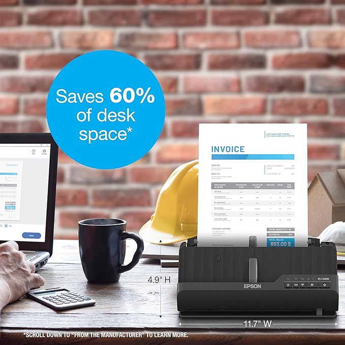 Epson - Workforce ES-C320W - Wireless Compact Desktop Document Scanner - - Image 6