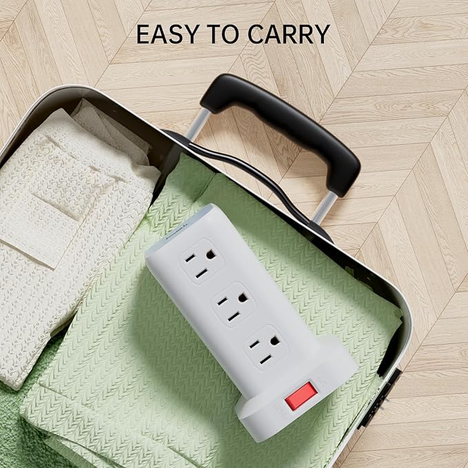 PD20W Power Strip Tower Surge Protector, 16.5FT Extension Cord, Power Strip - Image 7