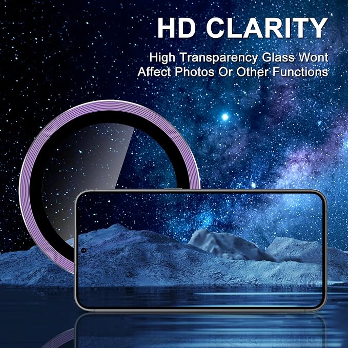 for Samsung Galaxy S25 Camera Lens Protector, Individual Metal Ring Tempered - Image 4