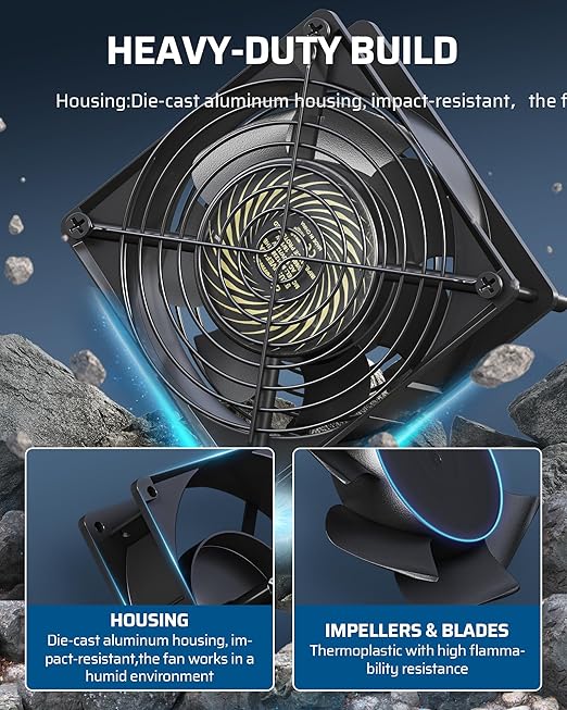 DEWENWILS 120V AC Muffin Fan, 120mm×38mm Exhaust Fan, Waterproof Case Cooling - Image 2