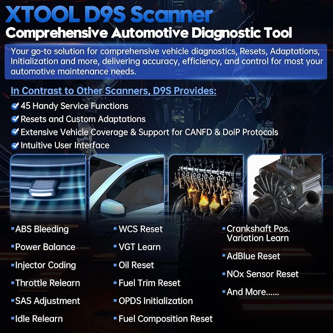 XTOOL D9S Automotive Diagnostic Tool, Wireless OBD2 Scanner - Image 6
