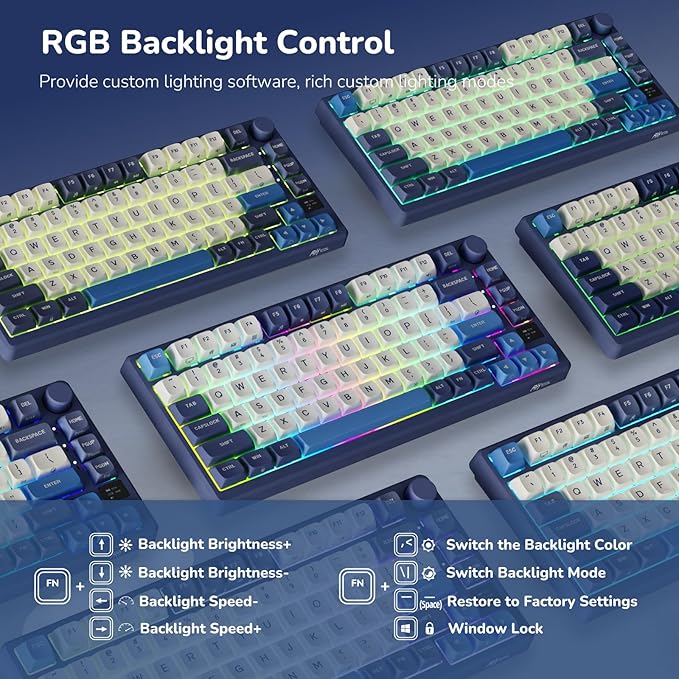 RK ROYAL KLUDGE M75 Wireless Mechanical Keyboard w/Screen and Volume Knob - Image 5