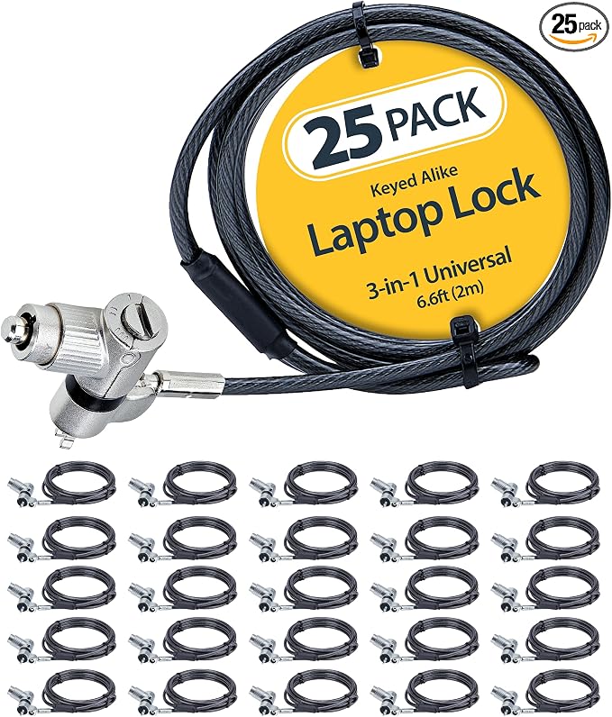 StarTech.com 25-Pack Universal Laptop Lock 6.6ft, Keyed Alike Security Cable by StarTech