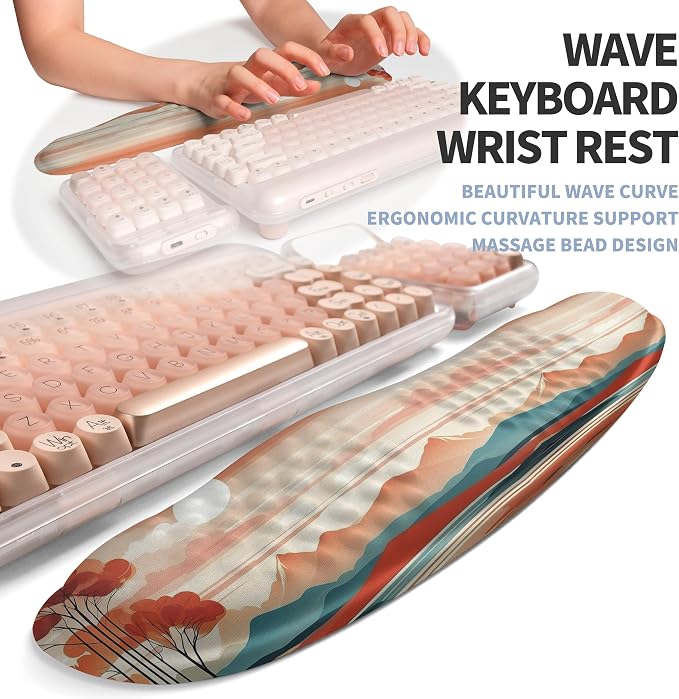 2-in-1 Ergonomic Set, Wave Keyboard Wrist Rest and Massage Slope Mouse Pad - Image 2