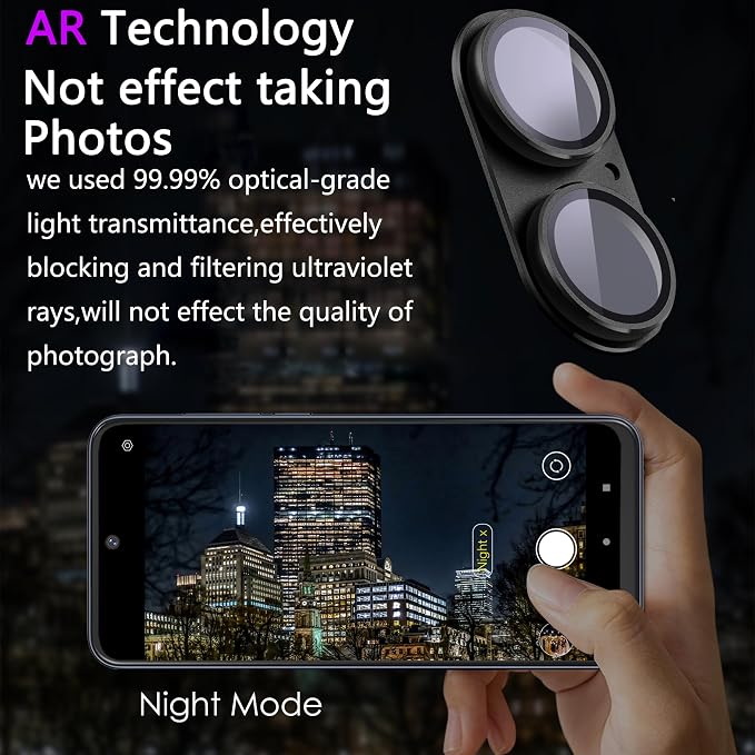 2 Pack Camera Lens Protector for iPhone 16 / iPhone 16 Plus, AR Tempered Glass - Image 3
