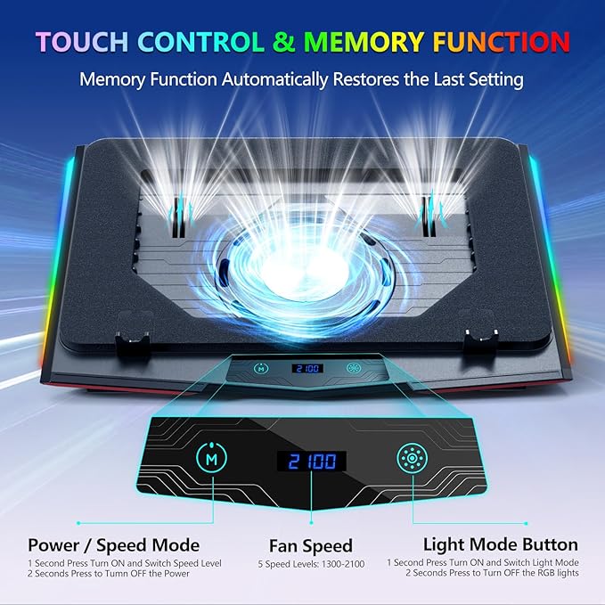 LIANGSTAR Gaming Laptop Cooling Pad, RGB Laptop Cooler - Image 4