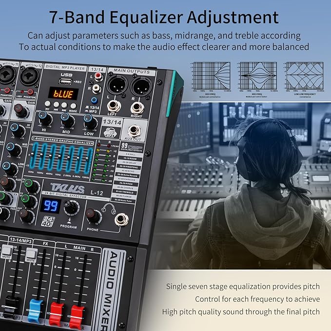 12 Channel Live Sound Audio Mixer, Mixing Console - Image 4