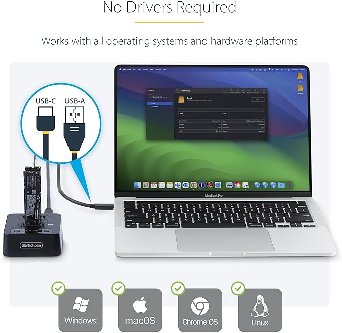 StarTech.com 1:1 M.2 NVMe Drive Duplicator, 90GBpm Standalone M.2 SSD - Image 3
