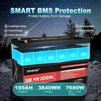 38.4V 100Ah LiFePO4 Lithium Battery Built-in 200A BMS & 15000 Cycles, 3840W - Image 3