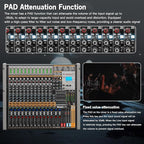 12 Channel Audio Mixer for Recording, USB Mixing Console - Image 6