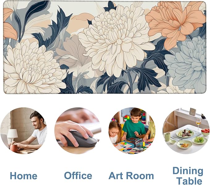 Beautiful Chrysanthemum Gaming Mouse Pad 3mm Thick Stitched Edge Waterproof - Image 5