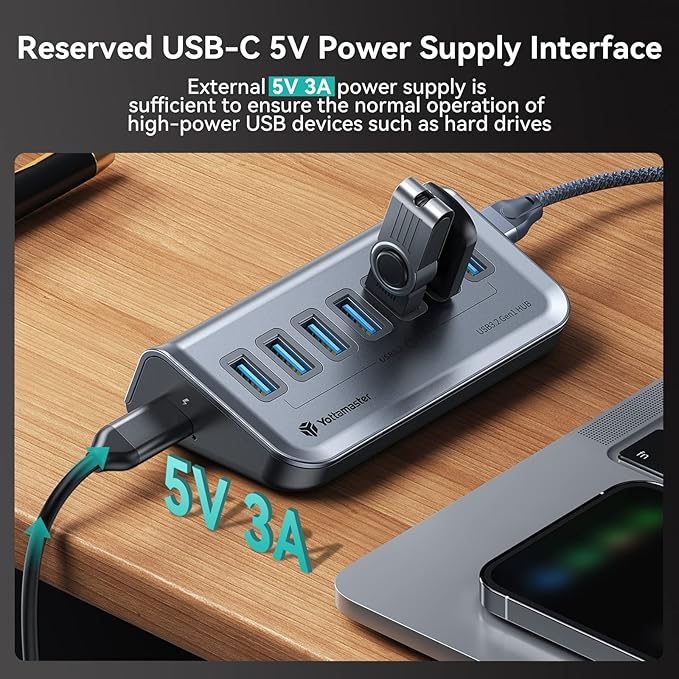Yottamaster 7 Port USB 3.0 Hub, Data USB Hub Splitter - Image 3