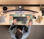 Light Emerald and Orange Floral Desk Mat, XXL Large Extended Mouse Pad Gaming - Image 7