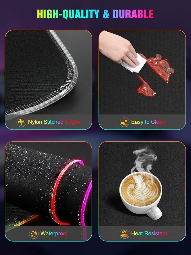 TopMade Wireless Charging RGB Mouse Pad, Waterproof Gaming Desk Mat - Image 5