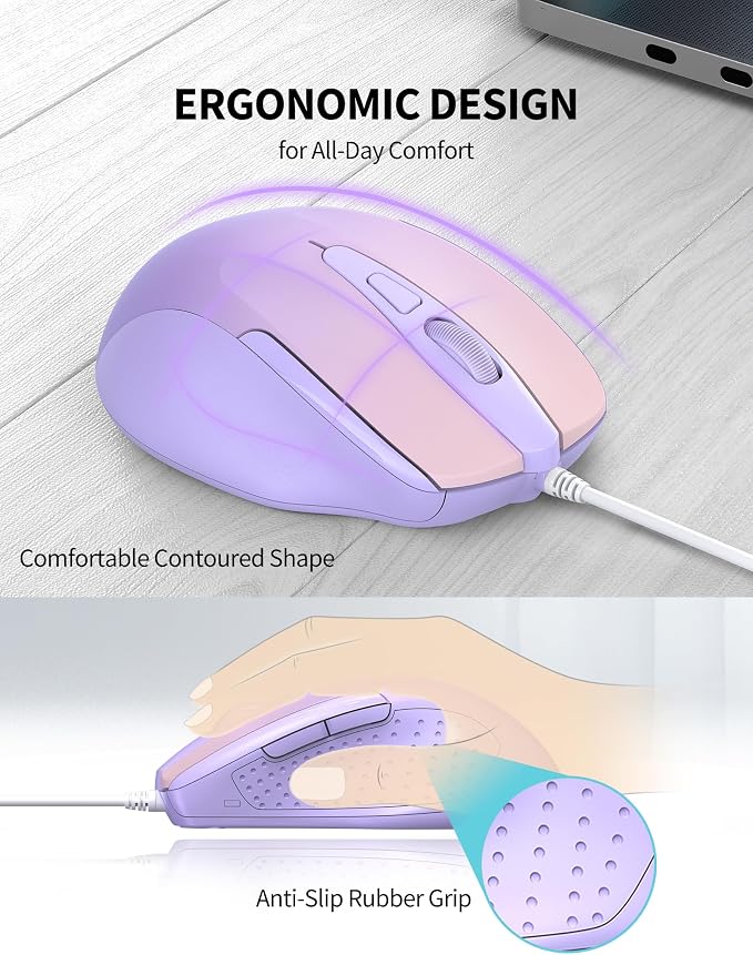 TECKNET Wired Mouse, 6-Button Corded - Image 4