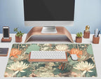 Light Emerald and Orange Floral Desk Mat, XXL Large Extended Mouse Pad Gaming - Image 5