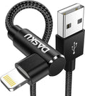 90 Degree iPhone Charging Cable 2Pack 10ft Right Angle Nylon Braided Lightning by Dasku