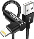 2Pack 90 Degree iPhone Charging Cord 6Ft Right Angle Nylon Braided Mfi by Dasku