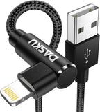 2Pack 90 Degree iPhone Charging Cord 6Ft Right Angle Nylon Braided Mfi by Dasku