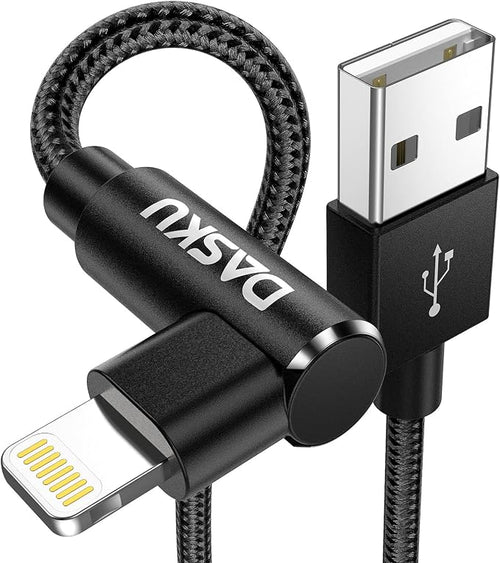 2Pack 90 Degree iPhone Charging Cord 6Ft Right Angle Nylon Braided Mfi by Dasku
