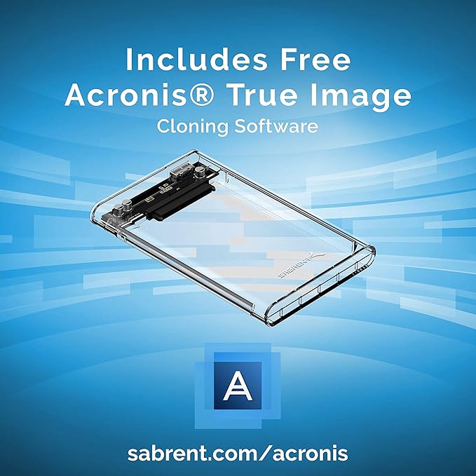 SABRENT 2.5 Inch SATA to USB 3.0 Tool Free Clear External Hard Drive Enclosure - Image 2