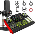 Podcast equipment bundle with live sound card audio mixer, podcast equipment by tenlamp