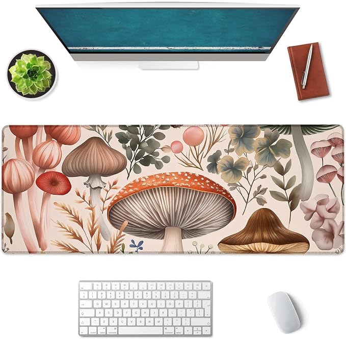Botanical Mushroom Large Mouse Pad, Gaming Mouse Pad, Keyboard Mat, Non-Slip by Unknown