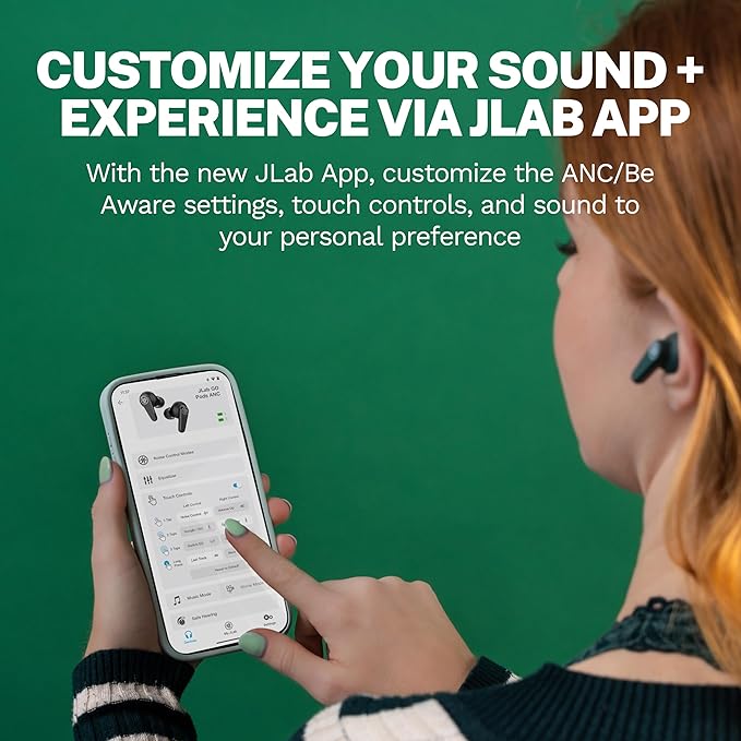 JLab Go Pods ANC True Wireless Bluetooth Earbuds & Charging Case, Hybrid Active - Image 4