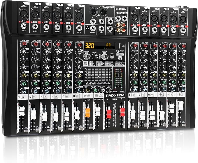 Audio Mixer 12 Channel Professional Mixer Console by MICNAUX
