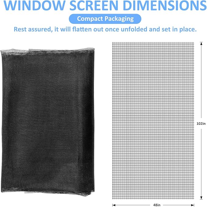 48"x102" Window Screen Mesh, Fiberglass Window Screen, Screen Door Mesh - Image 2