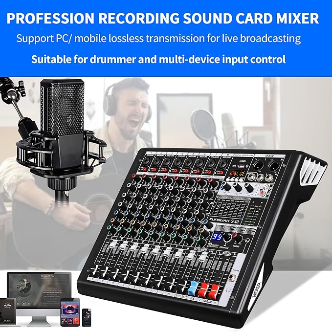 S-10 Audio Mixer 10 channel 8 channel Professional DJ Mixing Console - Image 3