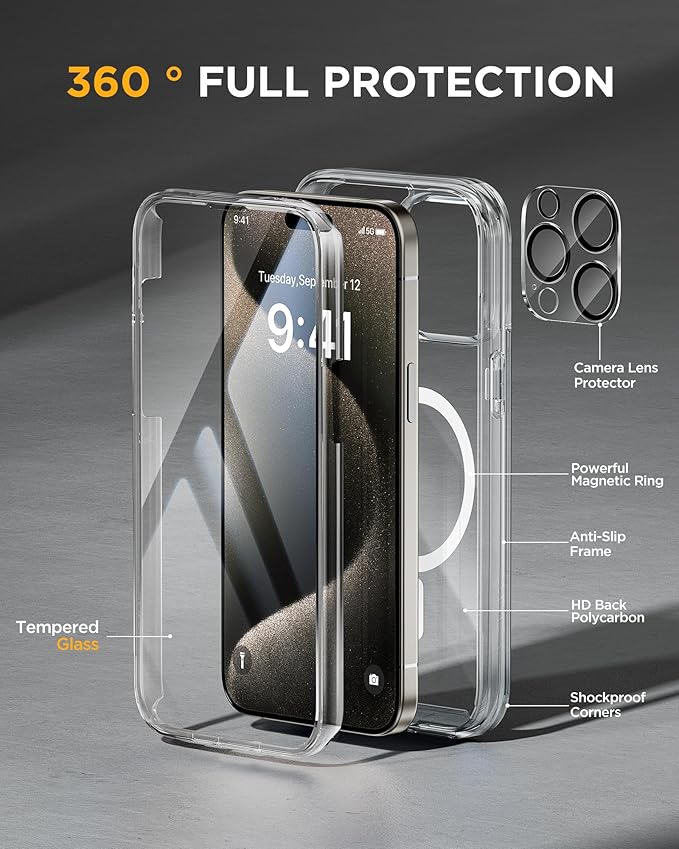 Miracase Magnetic for iPhone 15 Pro Max Case 6.7'' Full-Body Drop Proof Bumper - Image 2