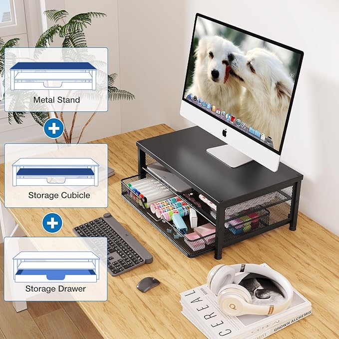 Desk Organizers and Accessories, 2-Tier Computer Monitor Stand Riser - Image 6