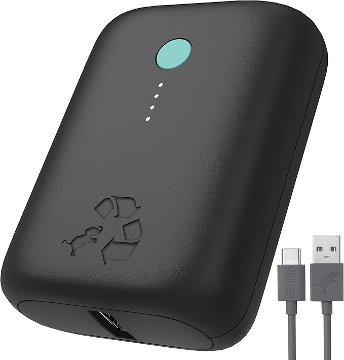Nimble Champ Lite Portable Charger, 5200mAh Fast Charging Power Bank 15W USB C by Nimble