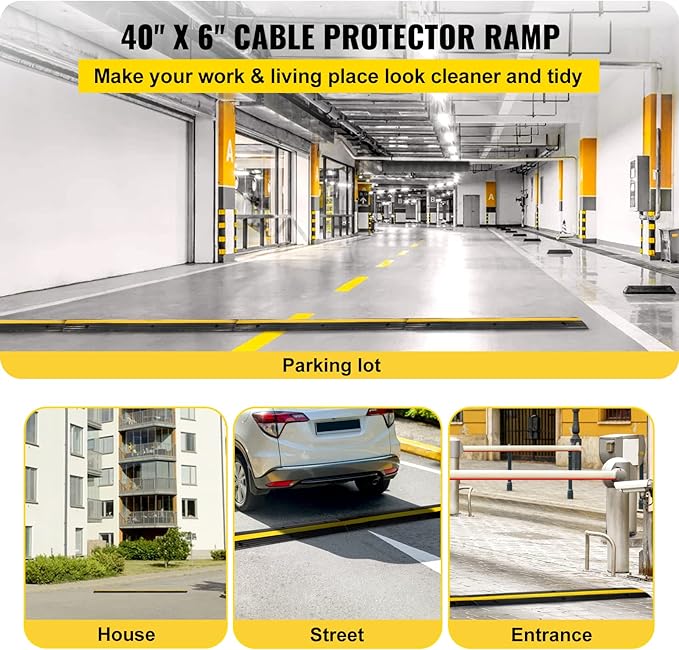 Happybuy 4 Pack of 1-Channel Rubber Cable Protector Ramps Heavy Duty 18000Lbs - Image 2