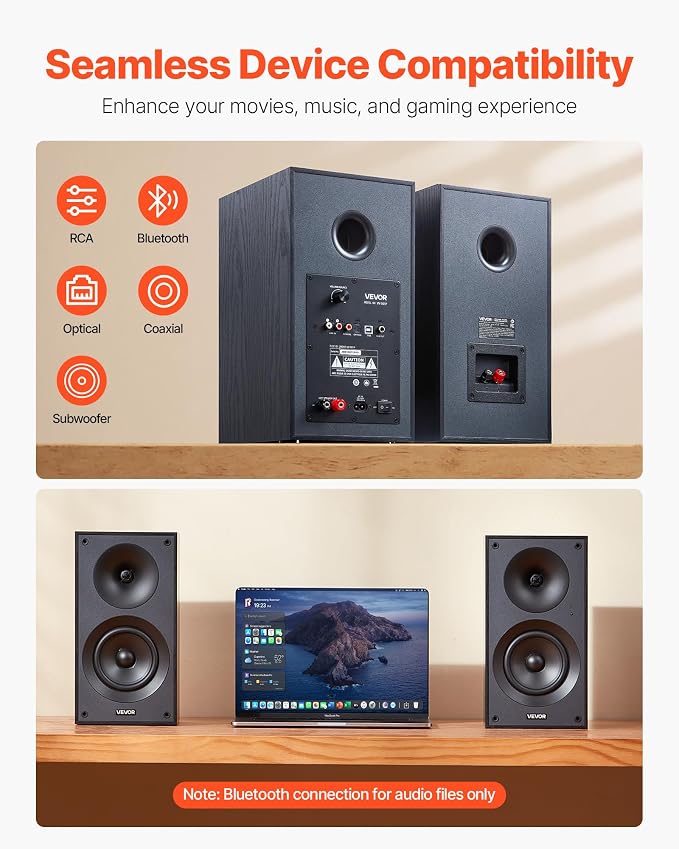 VEVOR Powered Bookshelf Speakers, 25W x 2, Active Studio Monitor Speaker - Image 4