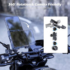 Motorcycle Phone Mount Kit, Anti-Theft Dual Socket Arm, 360° Rotate Phone Clip - Image 3