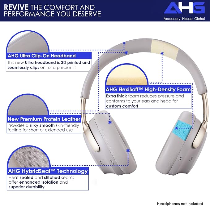 QC Ultra Replacement Ear pad and Headband Pad Kit Cushion Compatible - Image 2