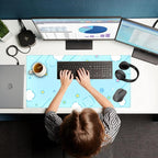 Kawaii Pastel Blue Star Grid Desk Pad, Large Gaming Mousepad & Keyboard Mat - Image 7