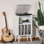Lerliuo Record Player Stand, Mid-Century Vinyl Storage Cabinet Table - Image 2