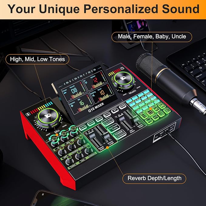 Podcast Microphone Bundle with Live Sound Card Audio Mixer, Podcast Equipment - Image 7