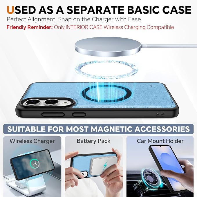 TUCCH Case Wallet for Galaxy S25 Edge, Removable Wrist Strap PU Leather - Image 4